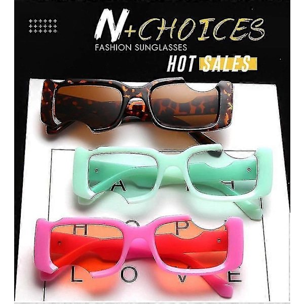 Hip-hop Firkantede Solbriller Kvinder Mænd Off Notch Hul Design Hvide Solbriller Blå Damer Vintage Shados Briller UV Beskyttelse_FM18 LGL Pink Gray Other