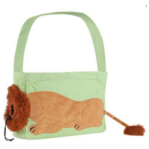 Løveformet kæledyrs lærreds-skuldertaske, sød dyrebærende cross-body taske til shopping LGL Light green Small size