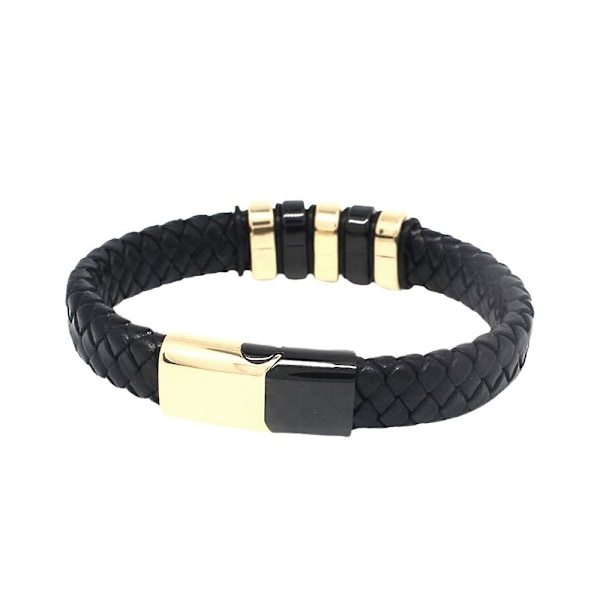 Rustfrit stål læder vævet armbånd titanium stål magnetisk armbånd herre gaver LGL B