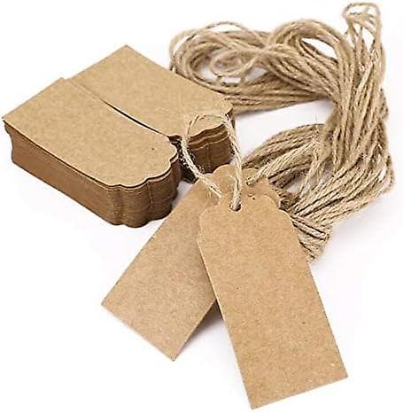 100 st Kraftpapper Presentetiketter - Bruna Rektangulära Hantverkshängeetiketter (LGL)