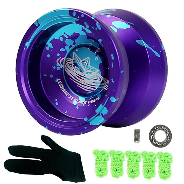 Aluminium Yoyo for barn, profesjonell Yoyo Ball, for nybegynnere Yoyo-spillere, med hanske og 5 Yoyo-strenger[GL] Purple