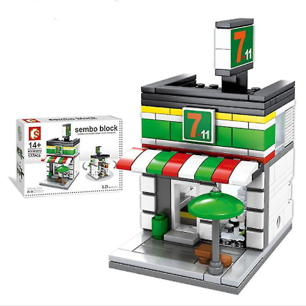 Seven and eleven building blocks sembo city street store building blocks model zf0140 [GGL]