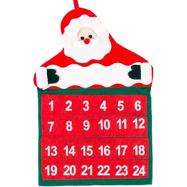 DIY Kalender Julekalender Sæt Filtstof Nedtællingstræ med 24 Legetøjslommer til Juledekorationer Hængende Dekorationer (LGL)