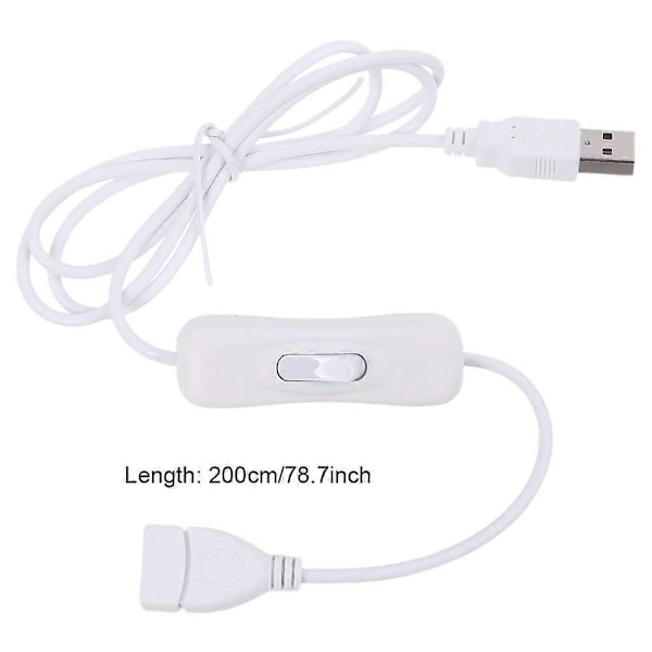 USB 2.0 Forlengelseskabel med Bryter for Bordlamper Hvit LGL