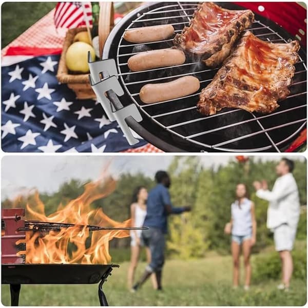 Sæt med 4 universelle grillafstandsstykker, grillpladeafstandsstykker i rustfrit stål - Universal - Stål (LGL)