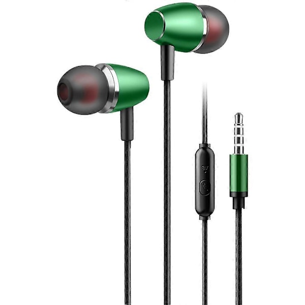 Sladdanslutna In-Ear Hörlurar med Inbyggd Mikrofon 3.5mm Hörlurar för Musik LGL Dark green