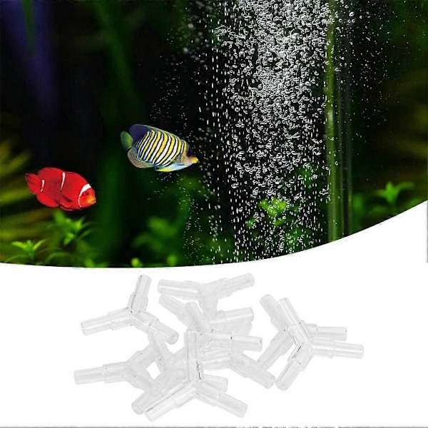 20 stk Akvarium Luftslangekobling Transparent 3-veis Y-formet T-kobling Akvarium Luftventil Kobling Luftpumpe Tilbehør (LGL)