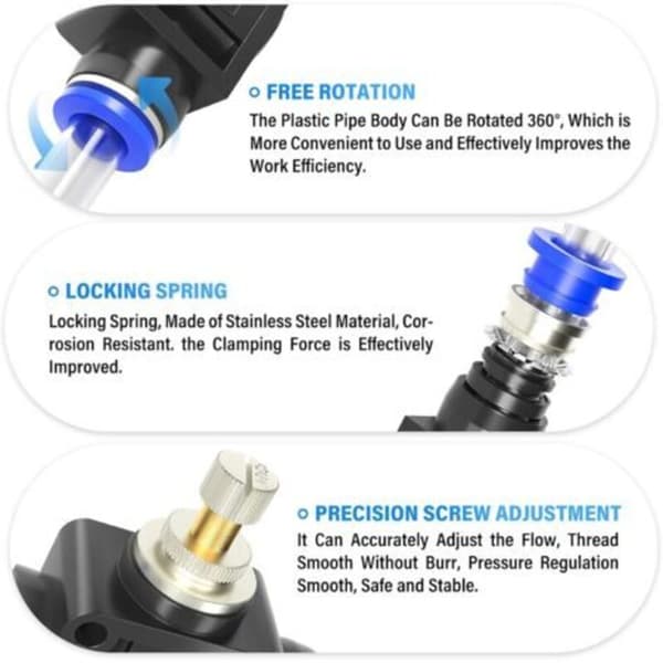 Pneumatisk luftstrømsreguleringsventil med plug-in fitting, in-line hastighedsregulator, lige forbindelse – 10 mm udvendig diameter rør x 10 mm udvendig (LGL)