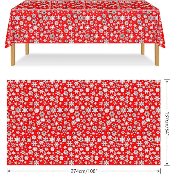 Jul Snöflinga Plast Duk 137 x 274 cm Vinterfest Bordsdukar (LGL)