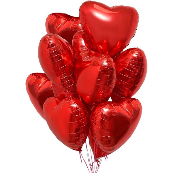 25 Hjerte Folieballonger for Helium eller Luft, Røde Hjerteformede for Romantisk Dekorasjon Bryllupsforslag Alle (LGL)