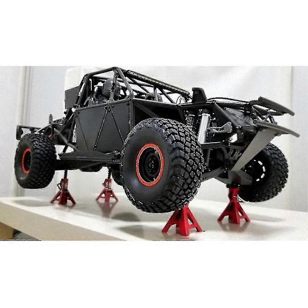 4 stk. justerbart metallstativ for 6 ton jekk, reparasjonsstativ for 1/10 RC Crawler Car Axial Scx10 90046 Trax-yuyu Red