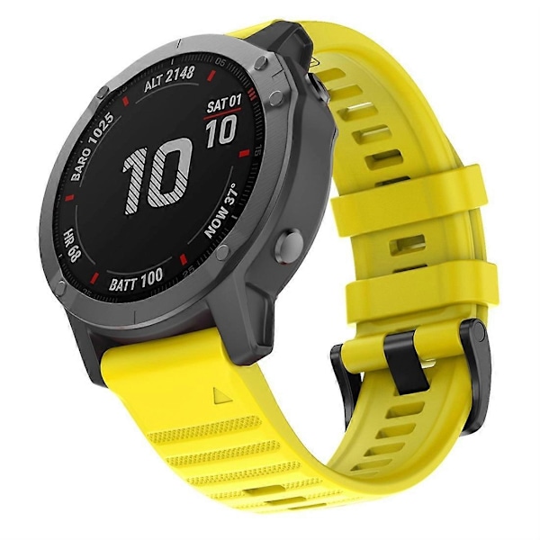 Til Garmin Fenix 6X 26mm Silikonerem LGL Yellow