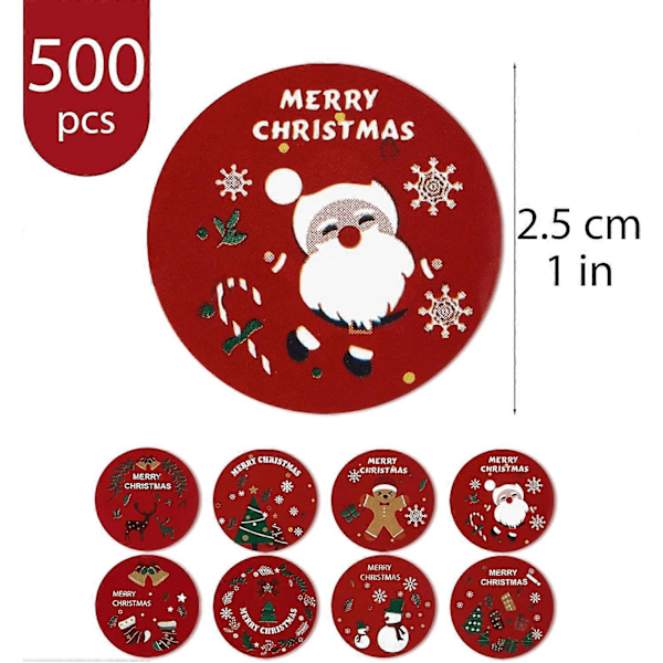 500 kpl/rulla jouluaiheisia tarroja, itseliimautuvia, 2,5 cm pyöreitä sinettitarroja, tyyli B (LGL)