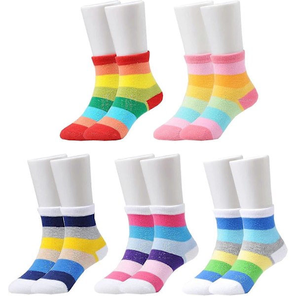 Flickor Barn 5-Pack Sömlösa Regnbågsrandiga Strumpor LGL