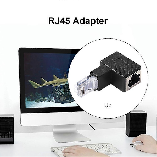 2 stk. 90 Graders Ethernet Adapter Højre+Venstre Vinkel RJ45 Stik til Sokkel Adapter Skærmet Netværks Patch Forbindelse Kompatibel med Cat5 Cat6 (LGL)