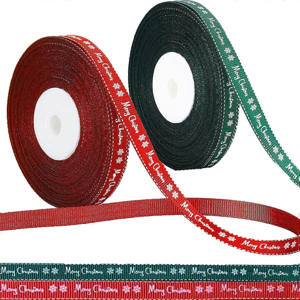 43 Yards Rullar Jul Grosgrain Band för Presentinslagning (Vit Text) (LGL)