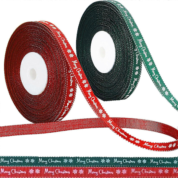 43 Yards Ruller Jule Grosgrain Bånd for Gaveinnpakning (Hvit Skrift) (LGL)