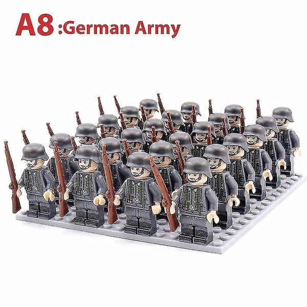 24 stk. figurer byggeklodser tyske soldater mursten legetøj[GL]