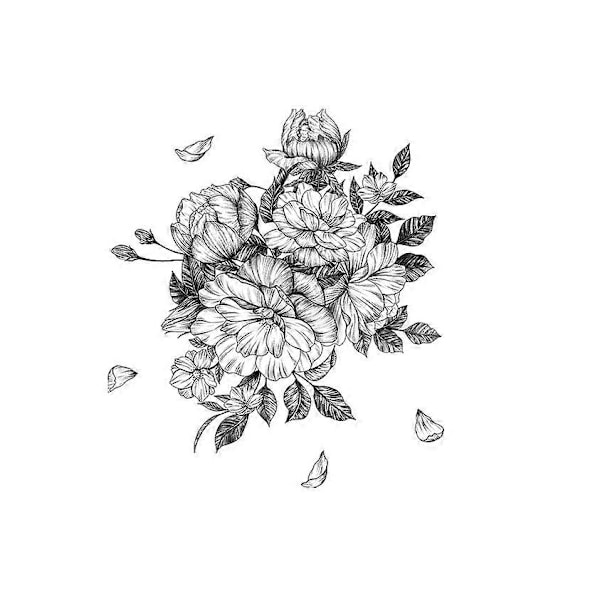 Enfarvede store blomster vægklistermærker stue soveværelse rum dekoration selvklæbende vægklistermærker (LGL)