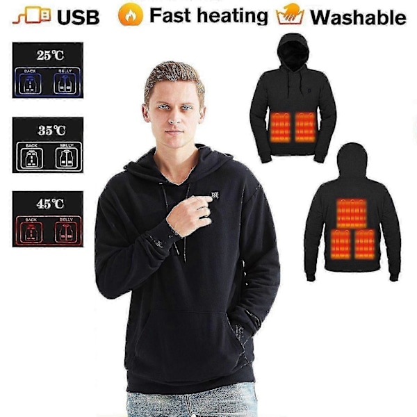 Elektrisk USB Utomhus Ing Tröjor Hoodies Herr Varma Kläder Ncm # LGL Black XXL