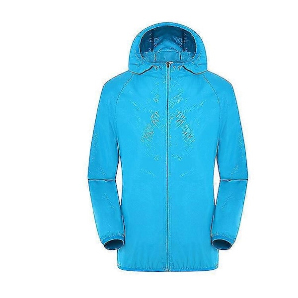 Miesten Naisten Vedenpitävä Aurinkosuojavaatetus Nopeasti Kuivuva Tuulitakki Taskulla LGL Blue XL