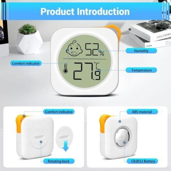Set med 4 inomhustermometrar - Mini Digital LCD - Hygrometer - För vardagsrum, sovrum, kontor, barnrum, etc. (LGL)