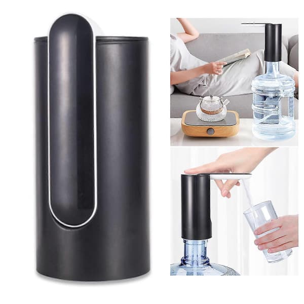 Vandflaskedispenser Sammenfoldelig USB Genopladelig Automatisk Bærbar Elektrisk Vanddispenserpumpe Sort 4W (LGL)
