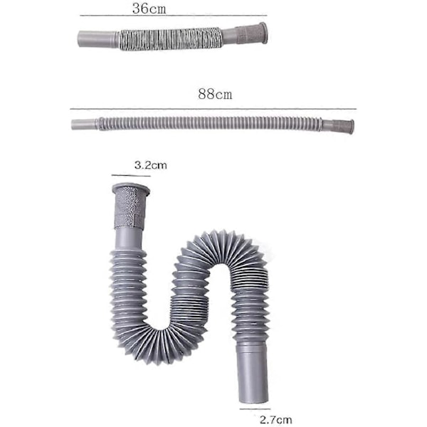 Universel Vask Håndvask Afløbsrør, 1-1/4 Tommer Installationsdiameter Plast Fleksibel Og Udvidbar LGL