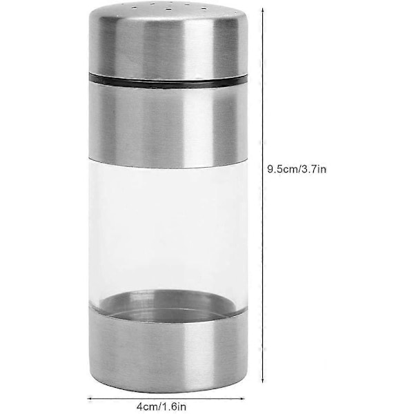 Kryddburk i rostfritt stål Hushåll Salt Peppar Box Kryddburk Transparent Flaska Tank Grill Kryddburk För Hemmakök (LGL)