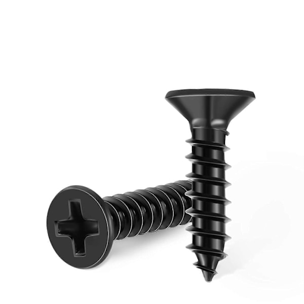 100 STK Rustfri Stål Skruer 18-8 A2 Kryds Forsænket Hoved PH 4 x 16 mm Sorte Selvskærende Skruer, Rustfri Sort Oxid DIY Træskrue M4 (LGL)