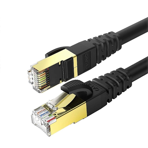Cat 8 Ethernet Kabel, Internetkabel med Guldbelagte RJ45 Konnektorer 40 Gigabit/s - 2000 MHz Bredbåndsnetværk 2m Sort (LGL)