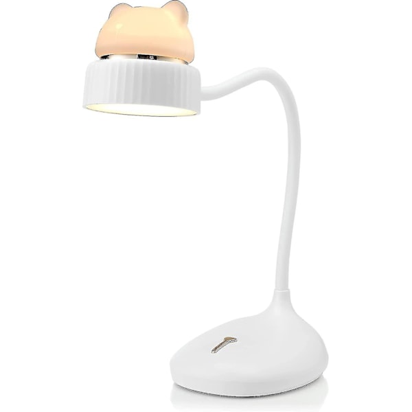 Gjenladbar trådløs LED-bamse nattlys og skrivebordslampe for barn White