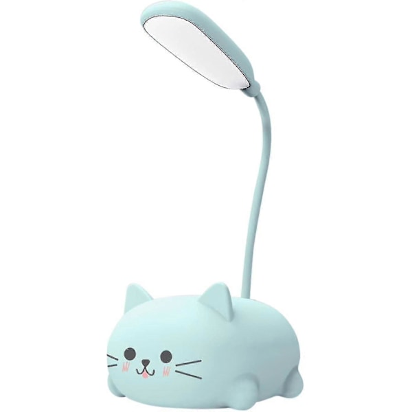 Skrivebordslampe Kompatibel Med Børn, Sød Kat LED Bordlampe Med Fleksibel Arm, USB Genopladelig Bordlampe, Øjenbeskyttelse, Læselampe, Ca LGL Blue
