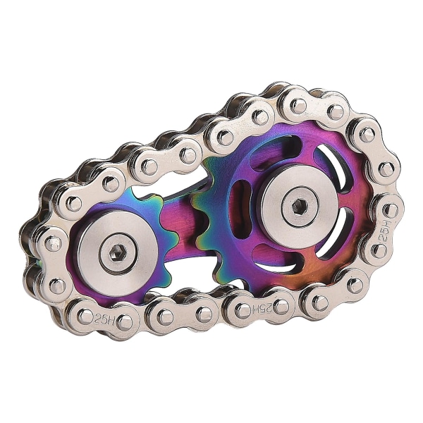Bike Chain Gear Fidget Spinner Metal Spinner - Ruostumattomasta teräksestä valmistettu uutuuslelu stress relief ja käsien lujuuteen multicolor