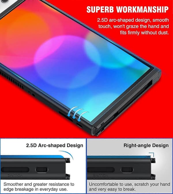 2-pack skärmskydd för Nintendo Switch OLED, 9H härdat glas, antireflex, bubbelfri installation (LGL)