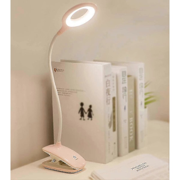 WJTG LED Clip-on Leselampe Dimbar Øyebeskyttelse Bordlampe J LGL Pink