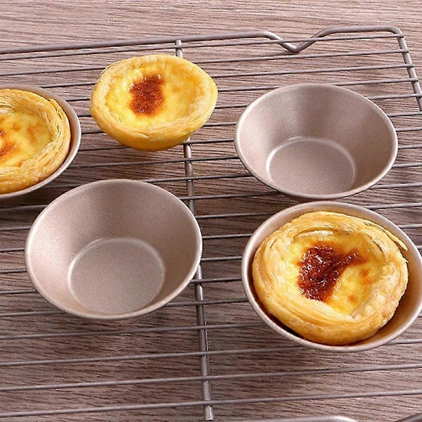 8 stk. Non-stick tærteform Kulstofstål Mini Tærteforme Cupcake Genanvendelig Æggetærte Tærtelet Bageform LGL Gold