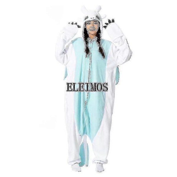 Voksen Kigurumi Onesie Tegneserie Tandløs Pyjamas Til Voksne Kvinder Mænd Dyr Pyjamas Hjemmetøj Halloween Cosplay Fest Kostume LGL White L Fit 168-178cm