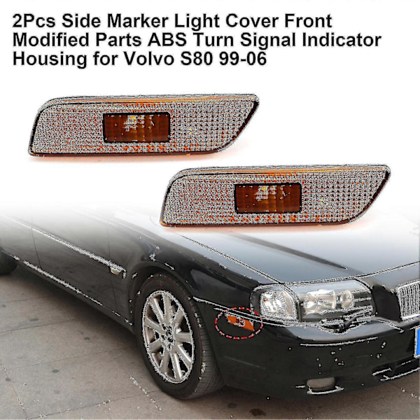 WJTG 2 stk. Sidemarkeringslysdæksel Foran Modificerede Dele Abs Blinklysindikatorhus 9188263 9188264 Kompatibel Volvo S80 99-06J LGL