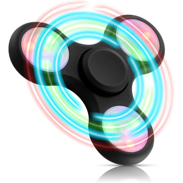 Metal LED Lysende Fidget Spinner - Festgave Med Rigeligt Lysshow - Angstlindrende Sensoriske Legetøj Til Børn Voksne[GL] black White