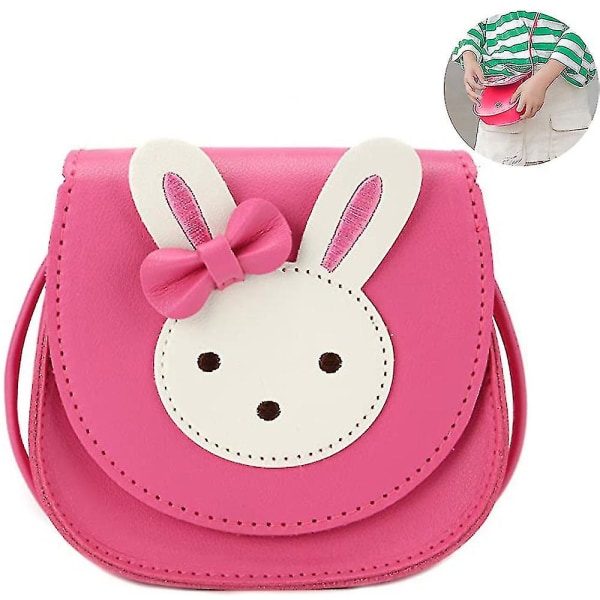 Tyttö Olkalaukku, Lapset Söpö Jänis Crossbody Laukku Käsilaukku Mini Prinsessa Messenger Laukut Lompakko Säädettävällä Vyö lapsille Tytöille-JIE Rose red