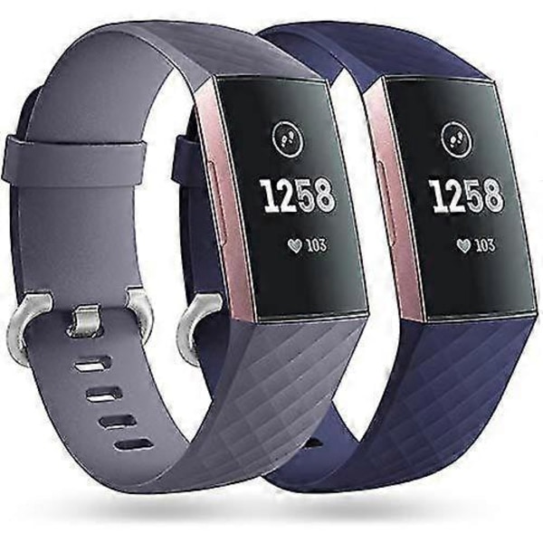 2 Pakk Erstatningsarmbånd Kompatibelt med Fitbit Charge 3 Armbånd / Fitbit Charge 4 Armbånd, Klassiske Sportsbånd for Kvinner Menn, Small LGL