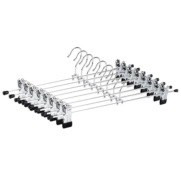 10 stycken 40cm kromade galgar i järn, silverfärgade metallbyxgalgar för byxor shorts kjol strumpor underkläder, med halkfria klämmor (LGL)