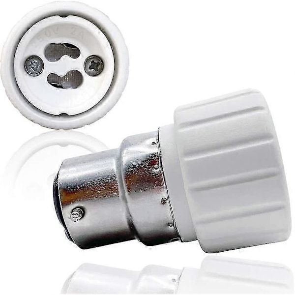 B22 till GU10 Lampfot Konverterare, Glödlampssockel Adapter, Värmebeständig Kontakt, 500W Max Watt, Upp till 220 Grader - 2-pack (LGL)
