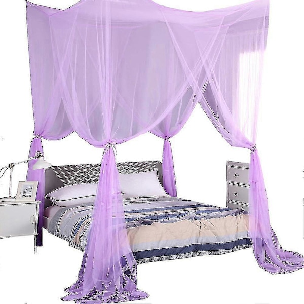 Sänghimmel Myggnät Stort Myggnät Sängar Sovrum Sängskydd Flygande Insektskydd LGL Purple