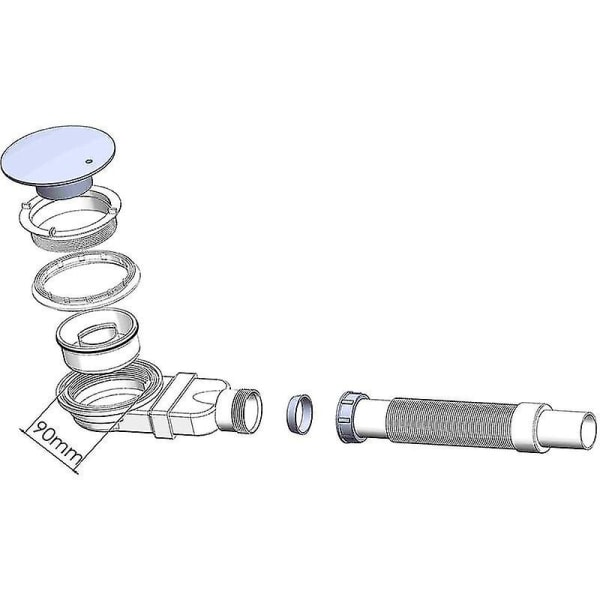 Golvavlopp 90 mm med luktfri ventil för duschbricka, avloppssats