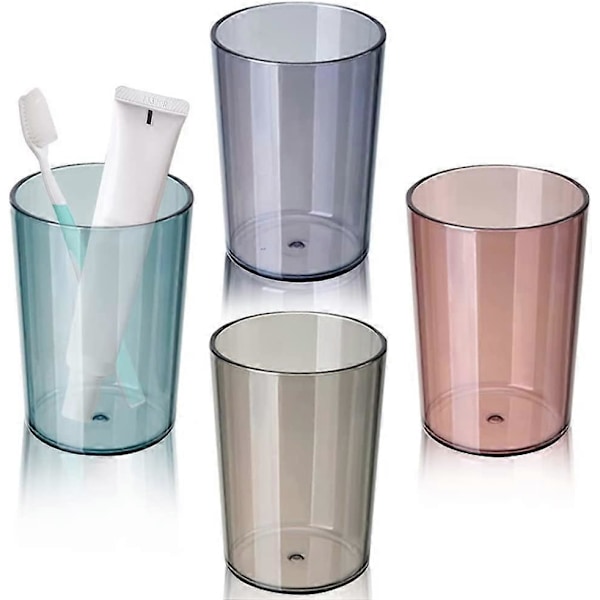 4 st Tandborstmuggar, Tumlare Tandborstmugg, Tandborsthållare i Plast för Badrum, Återanvändbar Mugg, Multifunktionell Mugg (LGL)