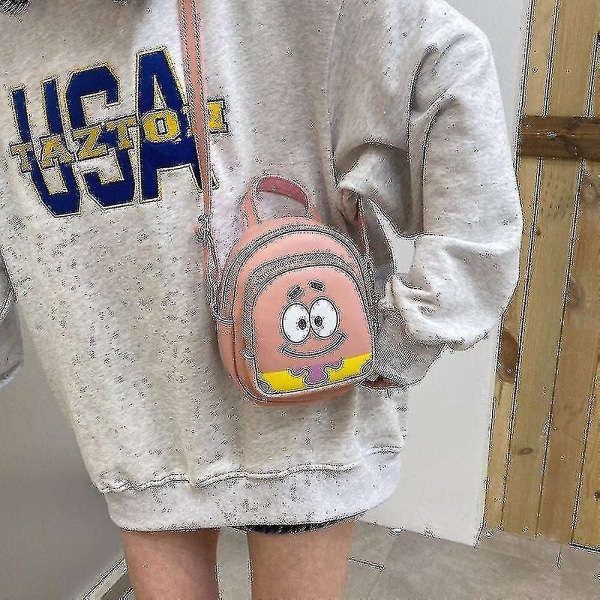 Kawaii Stjerne Spongebob Firkantbukser Patrick Skuldertaske Tekstur Fashion Mobiltelefon Taske Sød Børn_s Pink