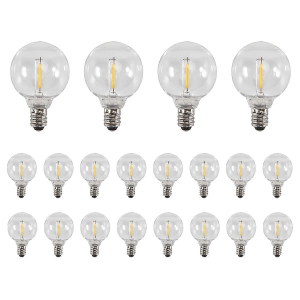 20 st G40 LED Ersättningslampor E12 Skruvsockel Splittringsfria LED Globlampor för Solarslinga (LGL)