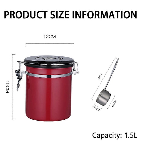 1,5L Bronsfärgad Rostfri Stål Lufttät Kaffebehållare med Datumspårning För Kaffe, Vakuumförseglad Lufttät Behållare, Kaffeburk 1500ML, Co LGL style7284